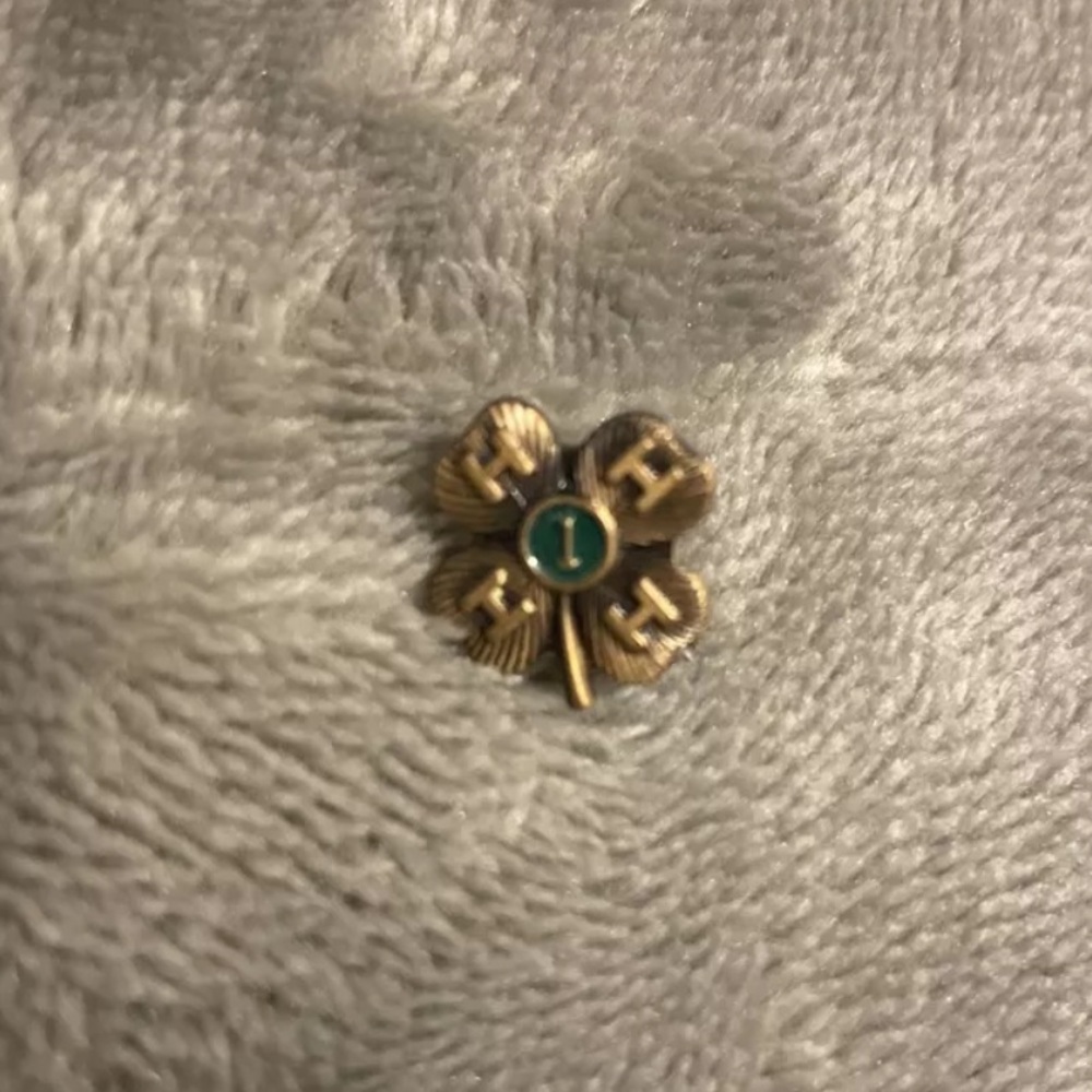 VINTAGE 1st YEAR COPPER 4H PIN by LEAVENS 4 Leaf Clover Tiny Lapel Pin Shamrock